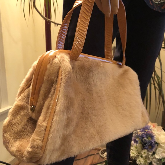 KOOBA Animal FUR SATCHEL BAG, camel w/ caramel - Picture 3 of 8